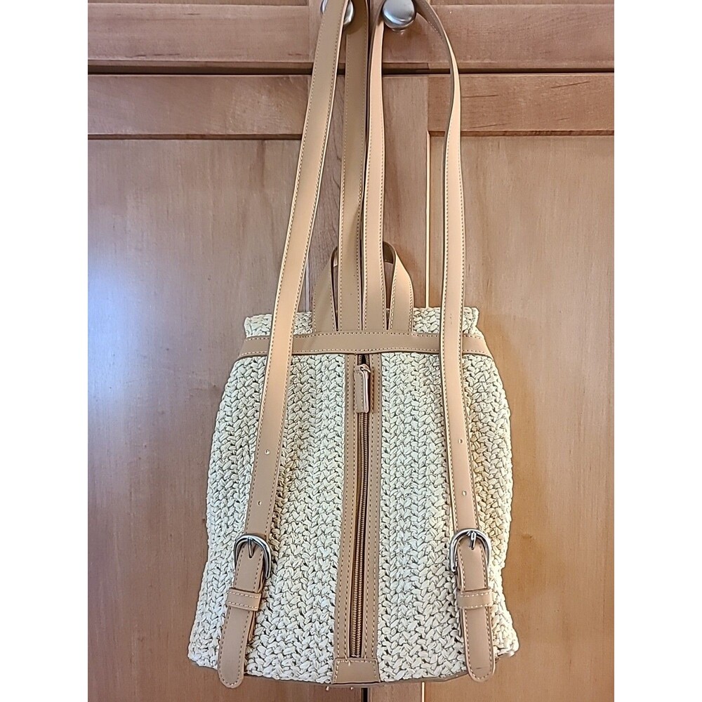 NINE WEST*Vegan* Straw Woven * 2 Tone Natural Colors*Nautical boho - Picture 8 of 13